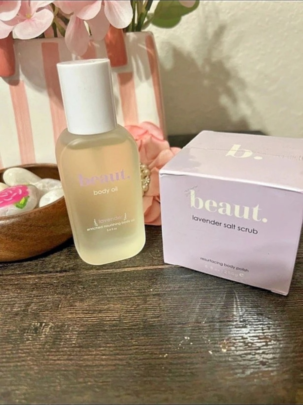 beaut. lavender body oil and lavender salt scrub. Lavender Body Care Set NWT